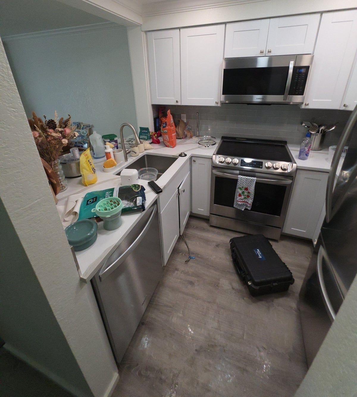 Encore inspection equipment and affected kitchen flooring