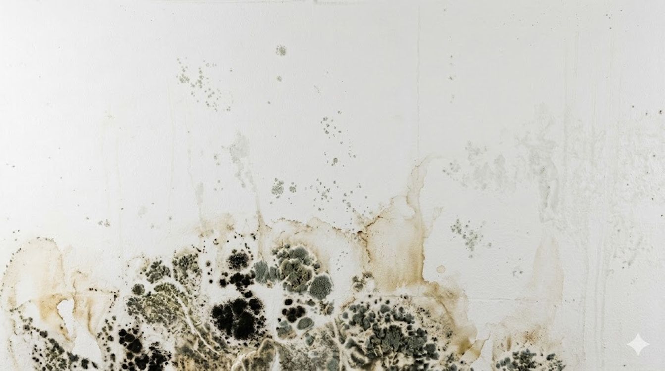 Close view of mold growth along a damp wall