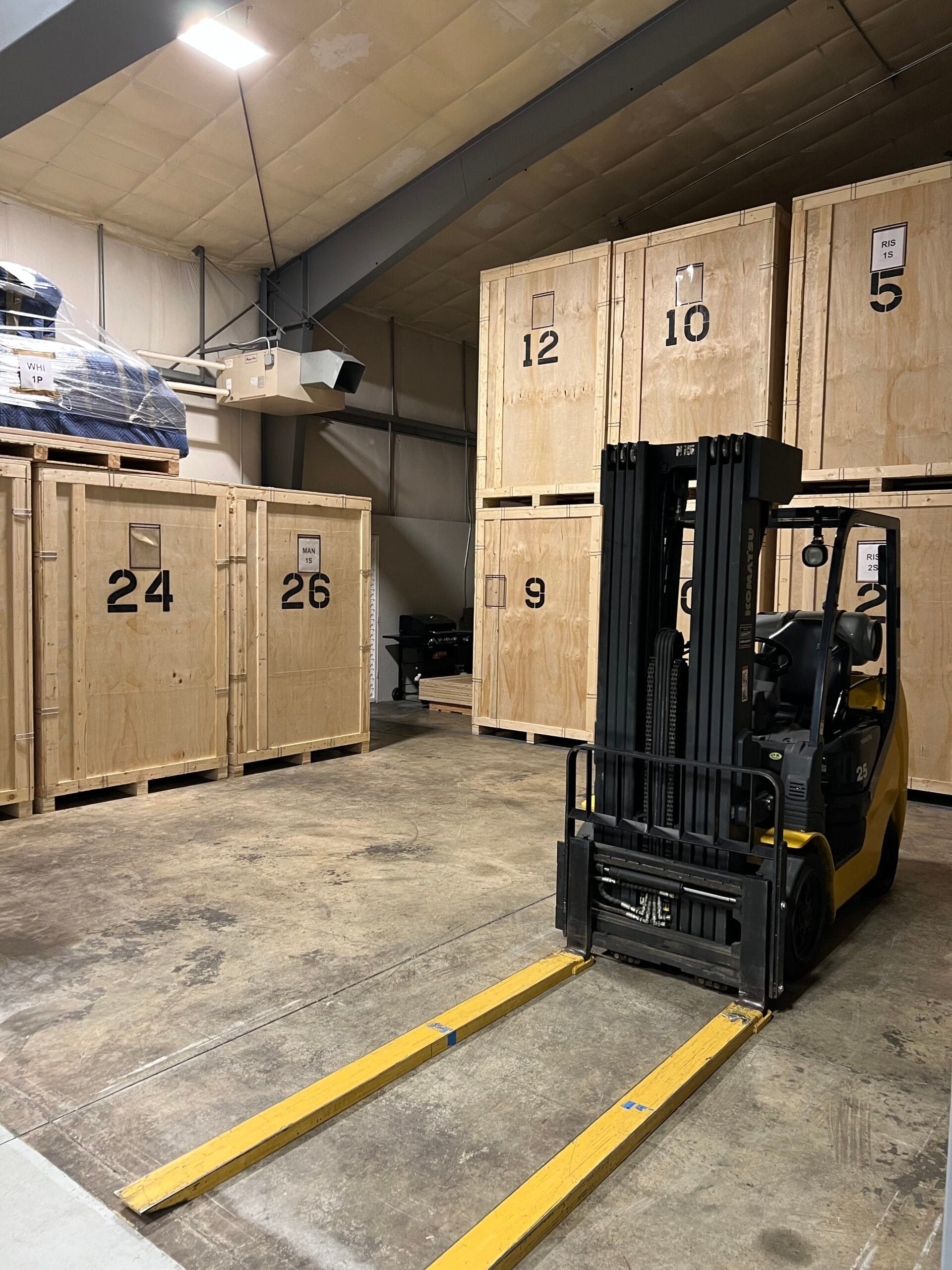 Packed belongings prepared for secure storage