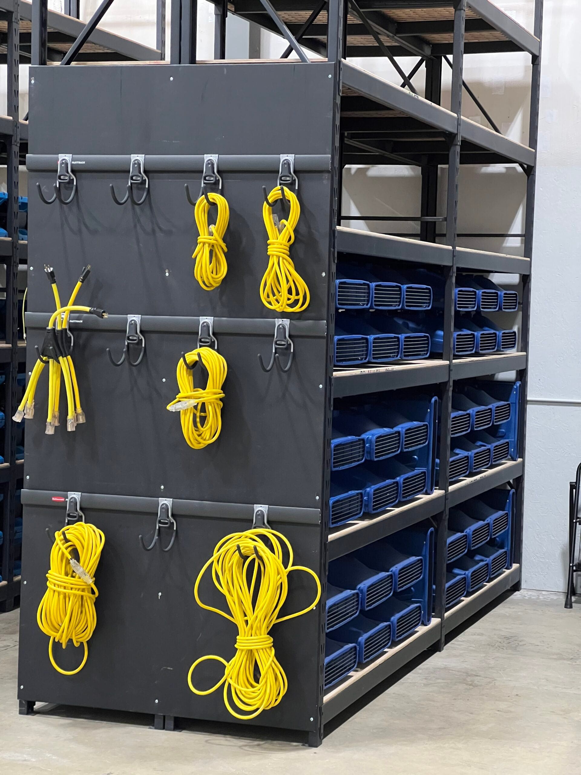 Restoration cables organized for electrical and utility work